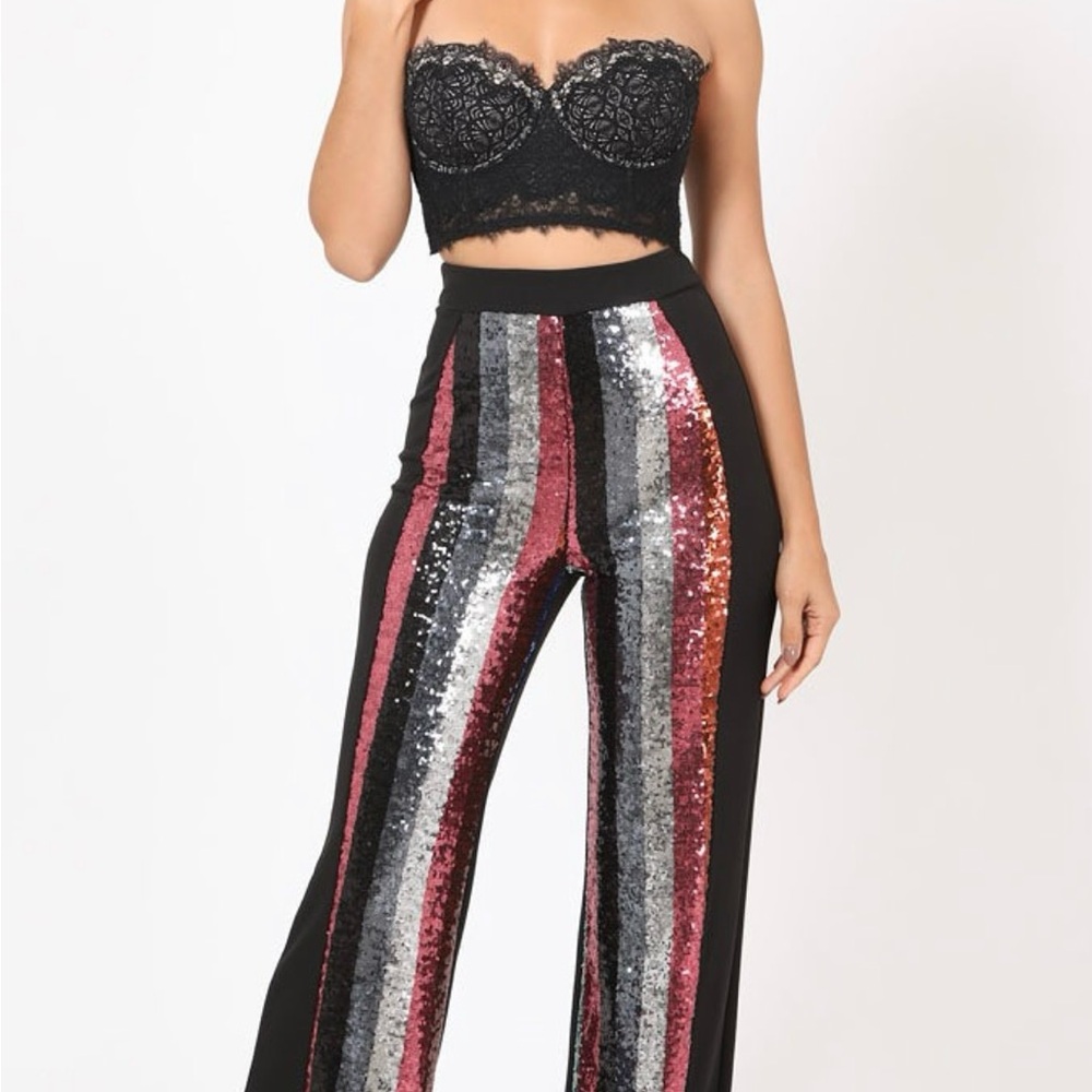 Sequin Striped Women's Pants